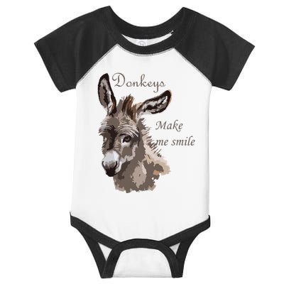 Donkeys Make Me Smile Cute Miniature DonkeyTail Lovers Infant Baby Jersey Bodysuit