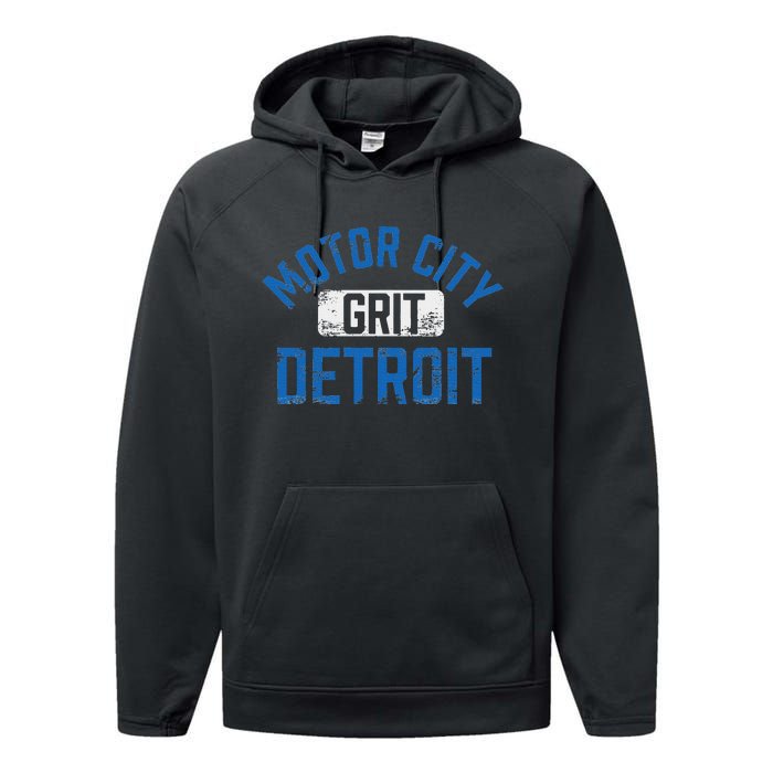 Detroit Michigan Motor City Grit Detroit Motor City Performance Fleece Hoodie