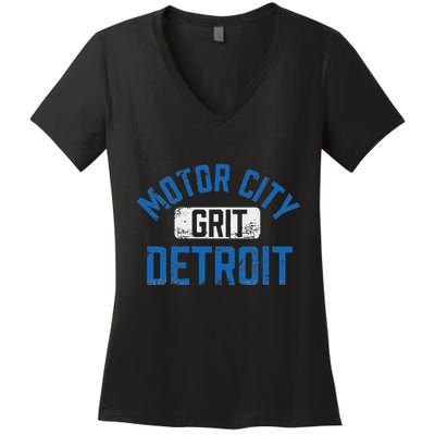 Detroit Michigan Motor City Grit Detroit Motor City Women's V-Neck T-Shirt
