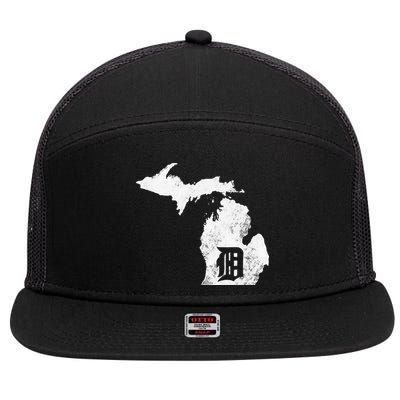 Detroit Michigan Motor City Midwest D Mitten 7 Panel Mesh Trucker Snapback Hat