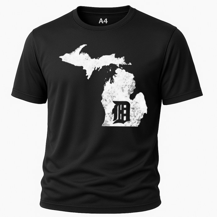 Detroit Michigan Motor City Midwest D Mitten Cooling Performance Crew T-Shirt