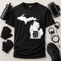 Detroit Michigan Motor City Midwest D Mitten Cooling Performance Crew T-Shirt