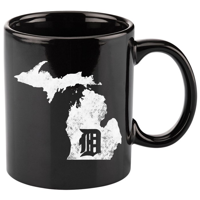 Detroit Michigan Motor City Midwest D Mitten 11oz C Handle Ceramic Mug