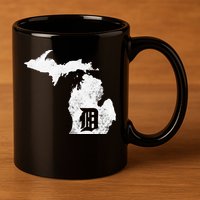 Detroit Michigan Motor City Midwest D Mitten 11oz C Handle Ceramic Mug
