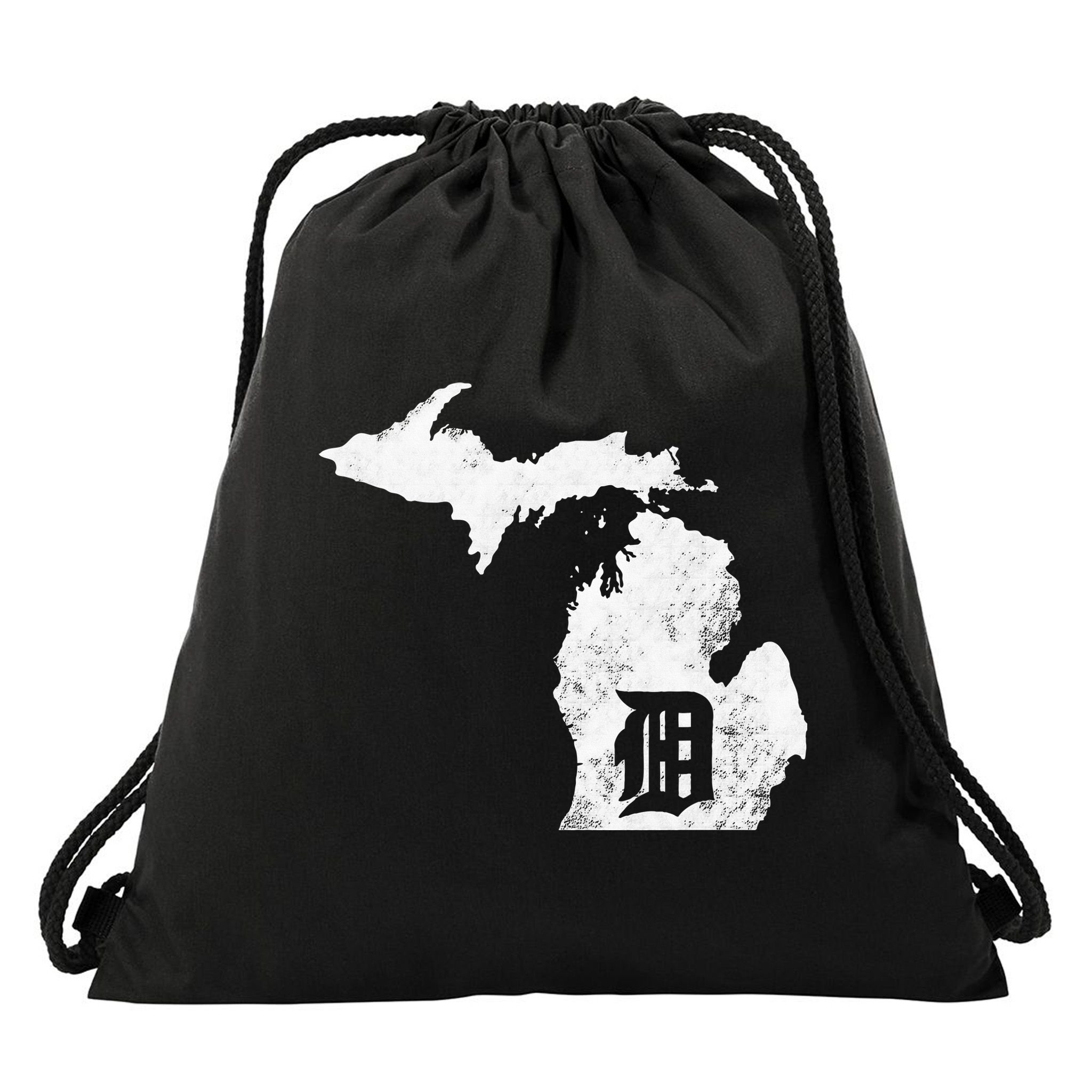 Detroit Michigan Motor City Midwest D Mitten Drawstring Bag
