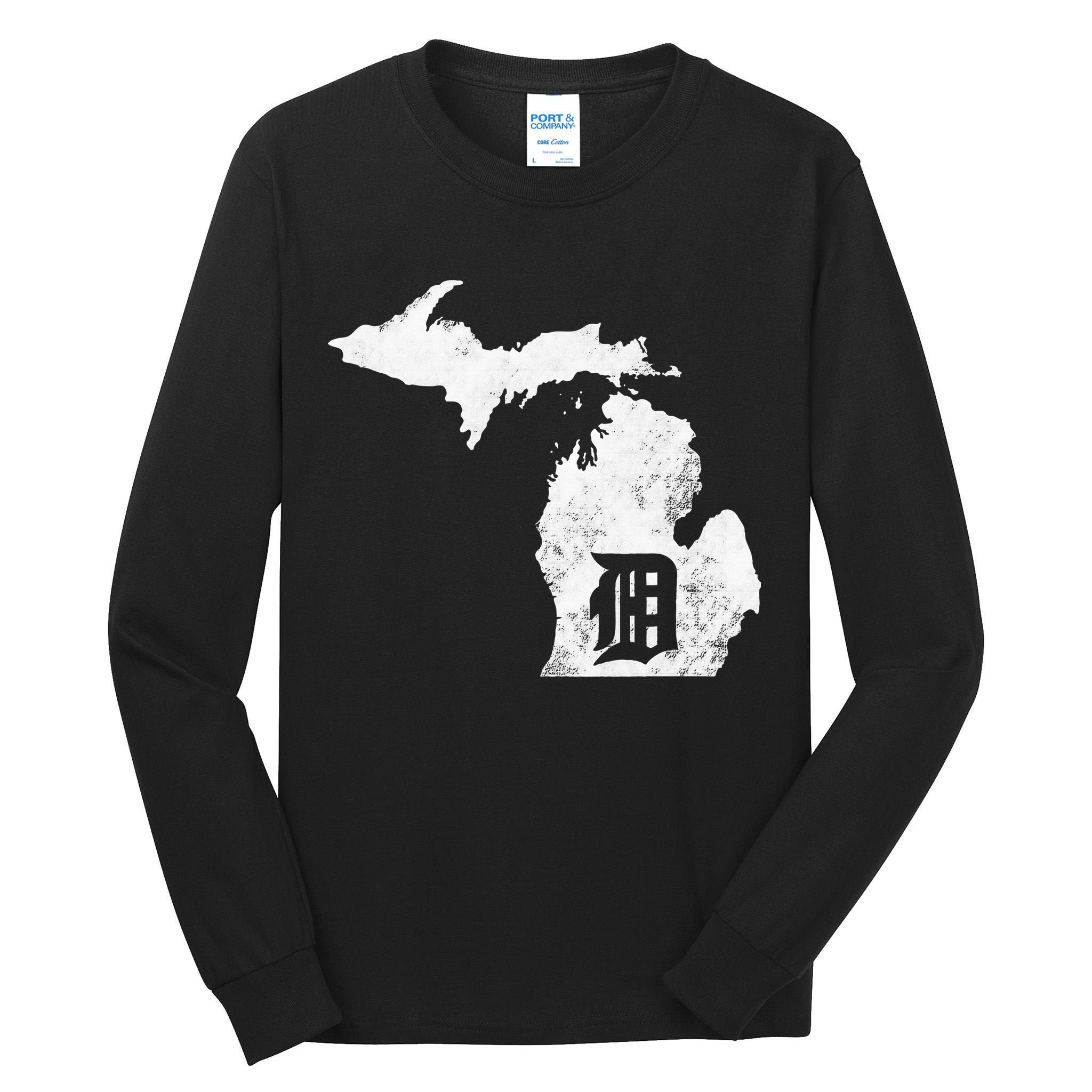 Detroit Michigan Motor City Midwest D Mitten Tall Long Sleeve T-Shirt