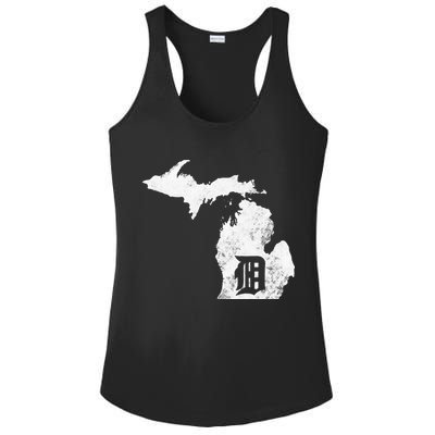 Detroit Michigan Motor City Midwest D Mitten Ladies PosiCharge Competitor Racerback Tank