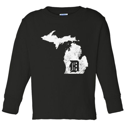 Detroit Michigan Motor City Midwest D Mitten Toddler Long Sleeve Shirt