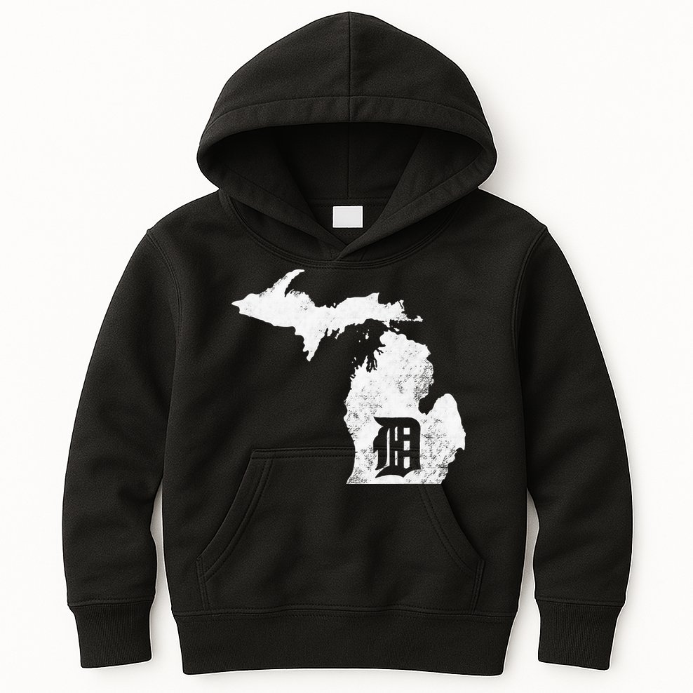 Detroit Michigan Motor City Midwest D Mitten Kids Hoodie