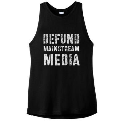 DEFUND MAINSTREAM MEDIA Politicians Protest Defend America Ladies PosiCharge Tri-Blend Wicking Tank