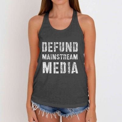 DEFUND MAINSTREAM MEDIA Politicians Protest Defend America Women's Knotted Racerback Tank