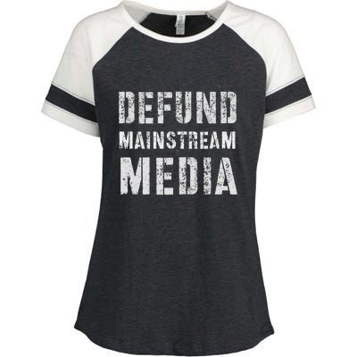 DEFUND MAINSTREAM MEDIA Politicians Protest Defend America Enza Ladies Jersey Colorblock Tee