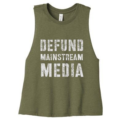 DEFUND MAINSTREAM MEDIA Politicians Protest Defend America Women's Racerback Cropped Tank