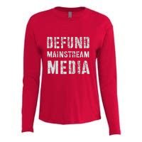 DEFUND MAINSTREAM MEDIA Politicians Protest Defend America Womens Cotton Relaxed Long Sleeve T-Shirt