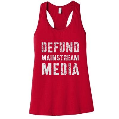 DEFUND MAINSTREAM MEDIA Politicians Protest Defend America Women's Racerback Tank