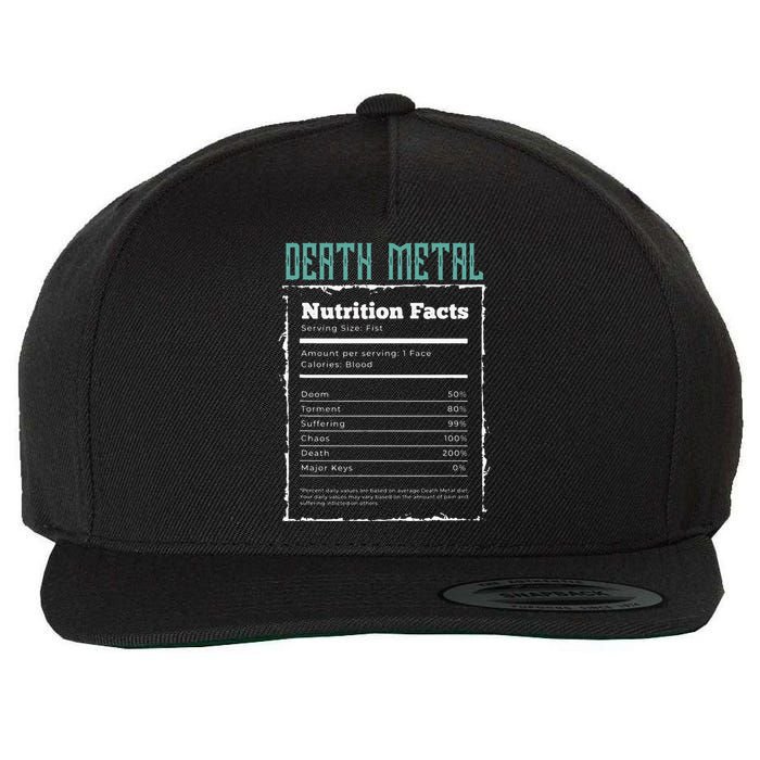 Death Metal Nutrition Facts Goth Genre Powerful Music Band Wool Snapback Cap