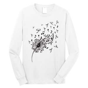 Dandelion Music Notes Music Lover Floral Long Sleeve Shirt