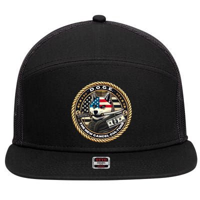 Doge Meme New Cancel Culture Department Of Government Efficiency Dark Maga Elon 7 Panel Mesh Trucker Snapback Hat