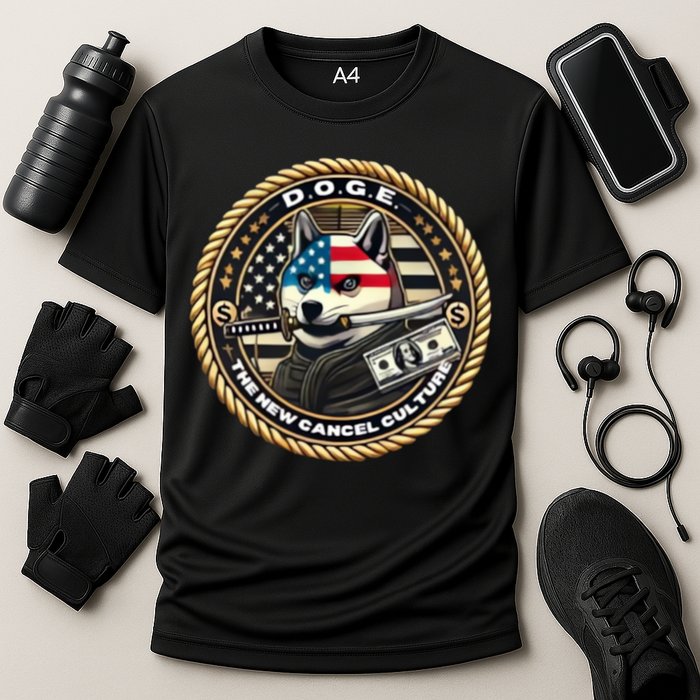 Doge Meme New Cancel Culture Department Of Government Efficiency Dark Maga Elon Cooling Performance Crew T-Shirt