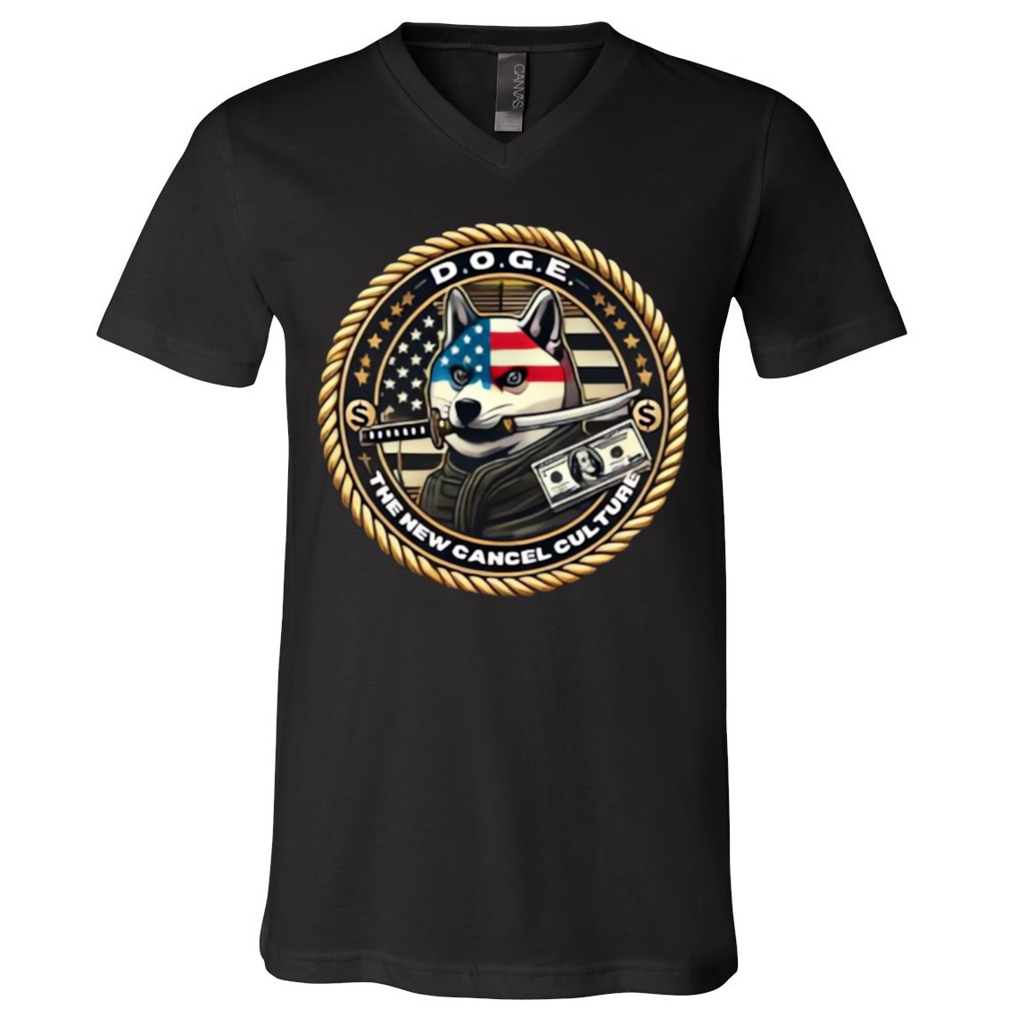 Doge Meme New Cancel Culture Department Of Government Efficiency Dark Maga Elon V-Neck T-Shirt