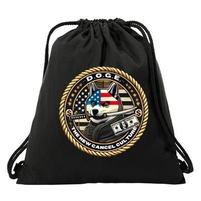 Doge Meme New Cancel Culture Department Of Government Efficiency Dark Maga Elon Drawstring Bag