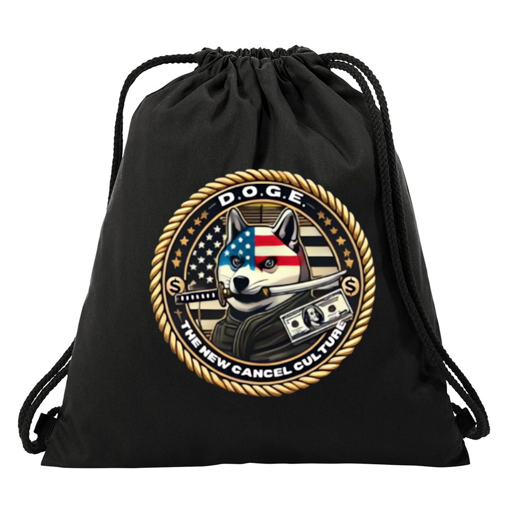 Doge Meme New Cancel Culture Department Of Government Efficiency Dark Maga Elon Drawstring Bag
