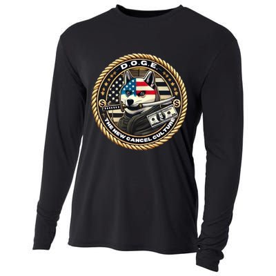 Doge Meme New Cancel Culture Department Of Government Efficiency Dark Maga Elon Cooling Performance Long Sleeve Crew