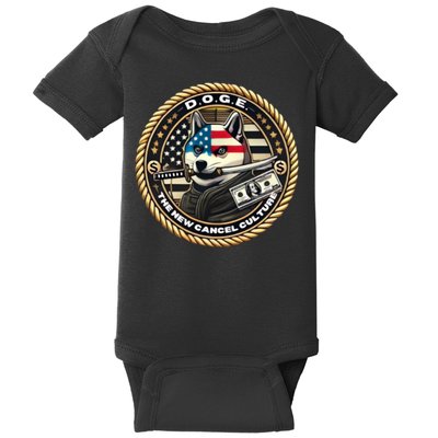 Doge Meme New Cancel Culture Department Of Government Efficiency Dark Maga Elon Baby Bodysuit
