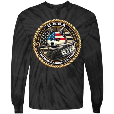 Doge Meme New Cancel Culture Department Of Government Efficiency Dark Maga Elon Tie-Dye Long Sleeve Shirt