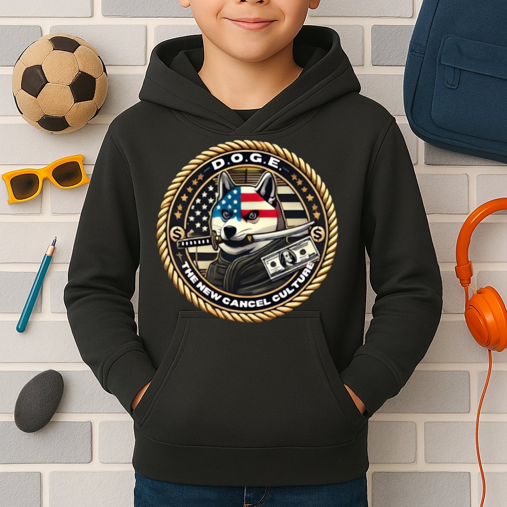 Doge Meme New Cancel Culture Department Of Government Efficiency Dark Maga Elon Kids Hoodie