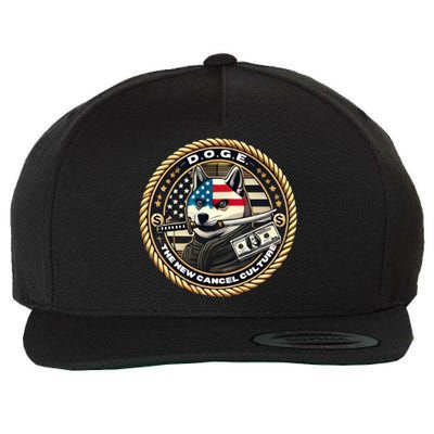 Doge Meme New Cancel Culture Department Of Government Efficiency Dark Maga Elon Wool Snapback Cap