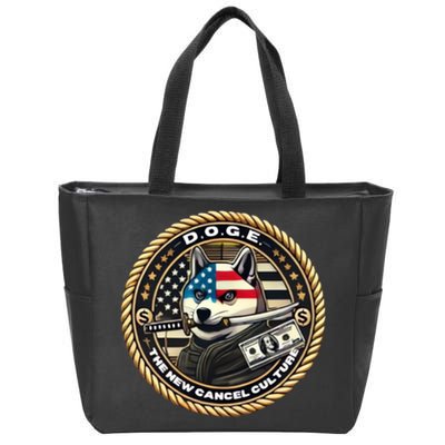 Doge Meme New Cancel Culture Department Of Government Efficiency Dark Maga Elon Zip Tote Bag
