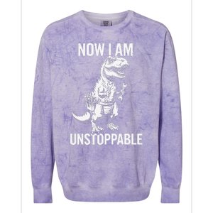 Dinosaur Mechanic Now Am Unstoppable Funny Dino Mechanic Colorblast Crewneck Sweatshirt