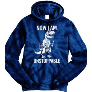 Dinosaur Mechanic Now Am Unstoppable Funny Dino Mechanic Tie Dye Hoodie