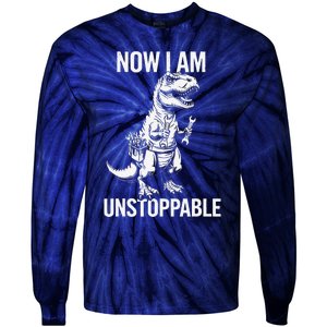 Dinosaur Mechanic Now Am Unstoppable Funny Dino Mechanic Tie-Dye Long Sleeve Shirt