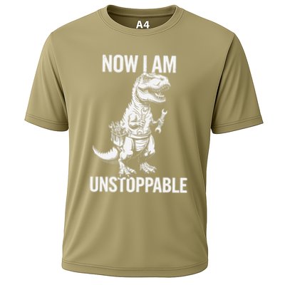 Dinosaur Mechanic Now Am Unstoppable Funny Dino Mechanic Cooling Performance Crew T-Shirt