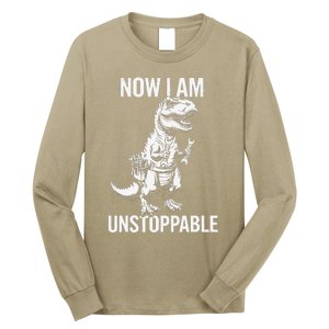 Dinosaur Mechanic Now Am Unstoppable Funny Dino Mechanic Long Sleeve Shirt