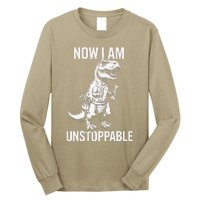 Dinosaur Mechanic Now Am Unstoppable Funny Dino Mechanic Long Sleeve Shirt