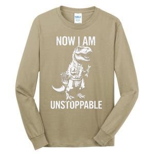 Dinosaur Mechanic Now Am Unstoppable Funny Dino Mechanic Tall Long Sleeve T-Shirt