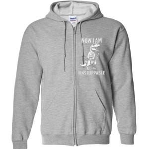 Dinosaur Mechanic Now Am Unstoppable Funny Dino Mechanic Full Zip Hoodie