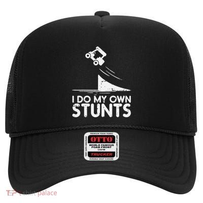 Do My Own Stunts Golf Cart Funny Broken Bone Driver Gift High Crown Mesh Back Trucker Hat