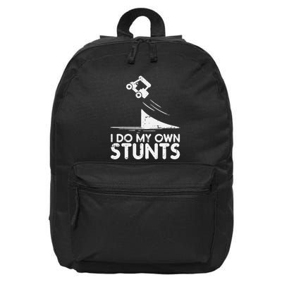 Do My Own Stunts Golf Cart Funny Broken Bone Driver Gift 16 in Basic Backpack