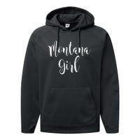 Distressed MT Outfit Cute Montana Girl Performance Fleece Hoodie