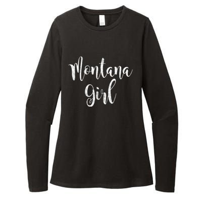 Distressed MT Outfit Cute Montana Girl Womens CVC Long Sleeve Shirt