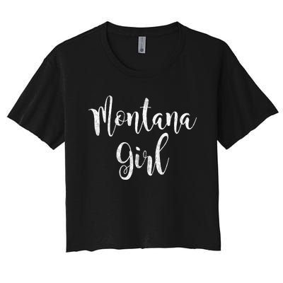 Distressed MT Outfit Cute Montana Girl Women's Crop Top Tee