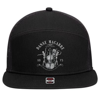 Danse Macabre Orchestra Skeleton Violin 7 Panel Mesh Trucker Snapback Hat