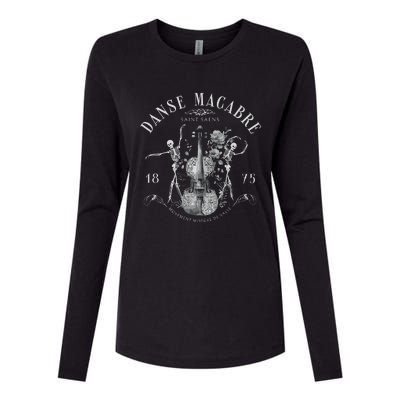 Danse Macabre Orchestra Skeleton Violin Womens Cotton Relaxed Long Sleeve T-Shirt