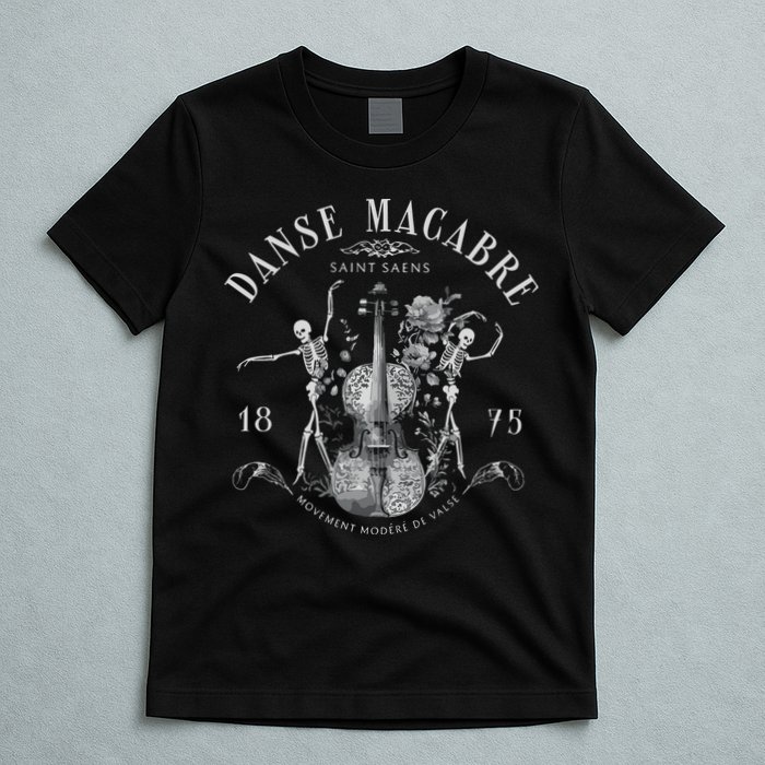 Danse Macabre Orchestra Skeleton Violin T-Shirt