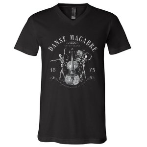 Danse Macabre Orchestra Skeleton Violin V-Neck T-Shirt