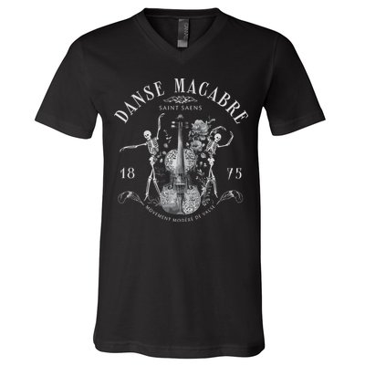 Danse Macabre Orchestra Skeleton Violin V-Neck T-Shirt